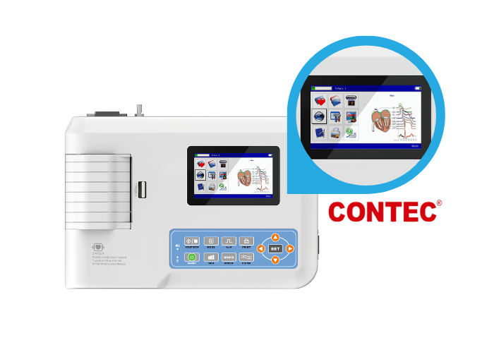 Electrocardiografo: Cuenta con pantalla a color y teclado con botones de función rápida.