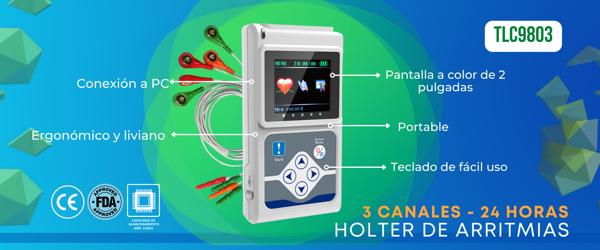 Holter 3 canales - Holter de arritmias - Holter 24 horas -Holter portátil
