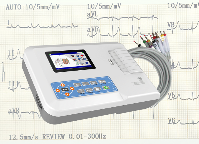 Electrocardiografo: de doce derivaciones con todas las funciones en un tamaño compacto y  de fácil uso, con el ECG300G CONTEC.