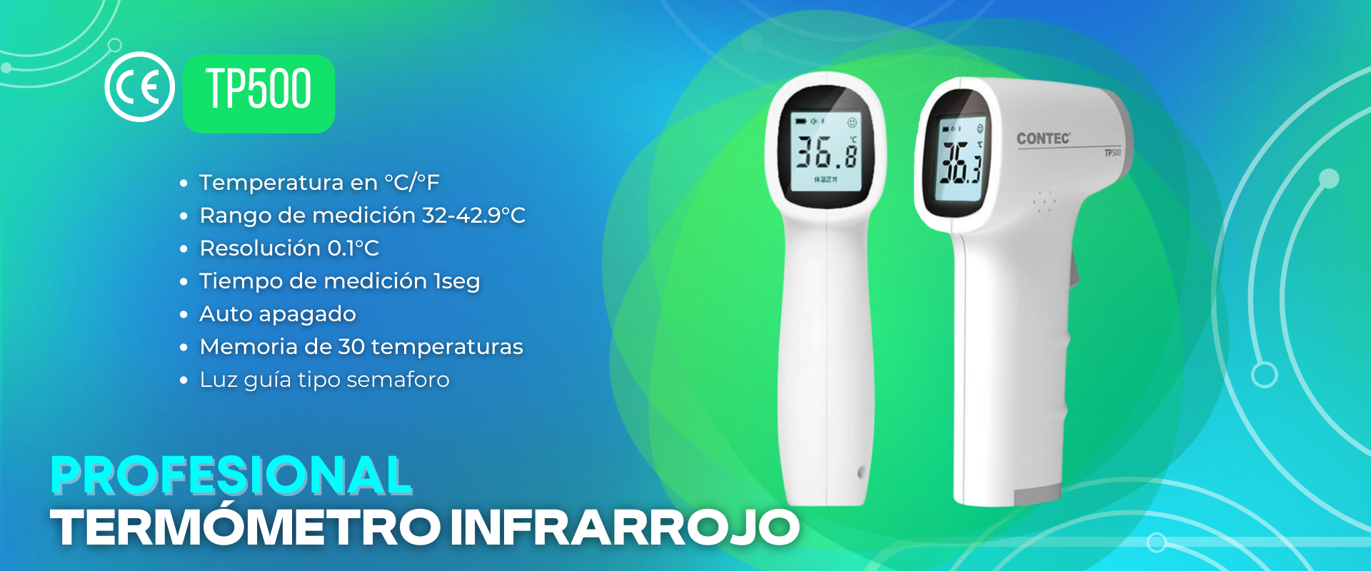 Termómetro Infrarrojo para uso profesional con pantalla LCD, cambia de color de acuerdo a la medida