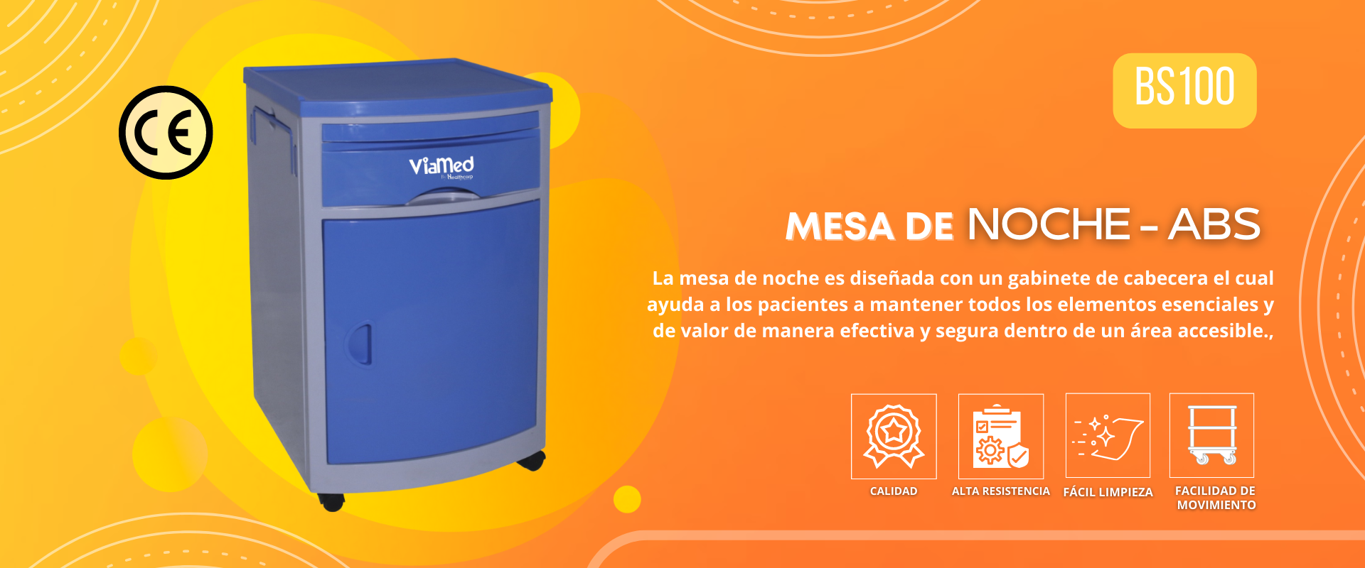 Mesa ABS de noche diseñada con un gabinete de cabecera.