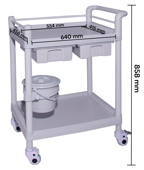 Coche de curaciones: 640 x 456 x 858 mm.