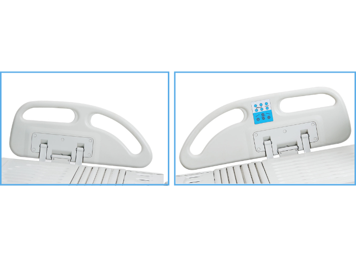 Cama Hospitalaria Eléctrica con barandillas ABS abatibles, laterales superiorespartidas con control