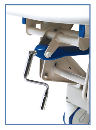 Camilla de transporte manual su altura regulable posee una manivela para regular la altura