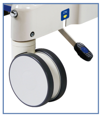 Camilla de transporte manual con frenos y ruedas cuatro ruedas y con freno central