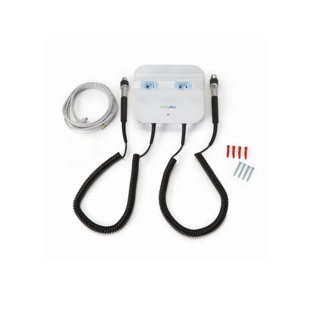 Set de diagnostico de pared luz led. Oftalmoscopio coaxial y Otoscopio macroview, Wellch allyn 7771-71Ml.png
